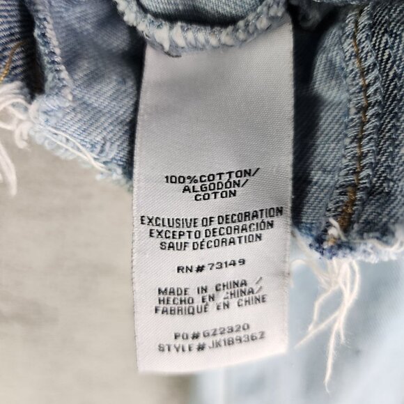 Womens BBJ Distressed Blue Denim Crop Jacket Studded Cuffs Full Zip Size S - Picture 7 of 11